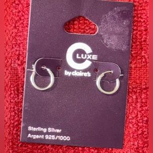CLuxe Earrings Sterling Silver Cubic Zirconia Hoops Girls Claire’s